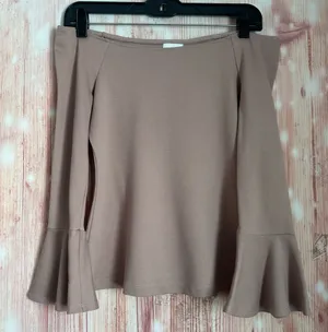 Madison & Berkeley Mauve Pink Off Shoulder Bell Sleeve Stretch Long Sleeve Top S thumbnail 1