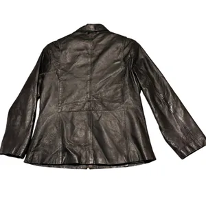 Vintage Mens Black Leather Biker Jacket XL Zip Front‎ Pockets Lined thumbnail 2
