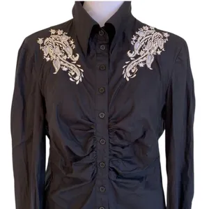 Max Studio Black Embroidered Shirt size M thumbnail 6
