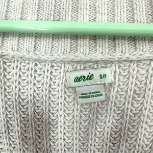 Aerie size Small oversized pullover style sweater v neck‎ gray white marbled thumbnail 5