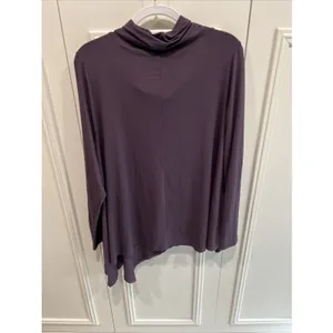 Lisa Bayne Cowl Neck Tunic Top Size XL Plum Purple Lagenlook Artsy Asymmetric thumbnail 2