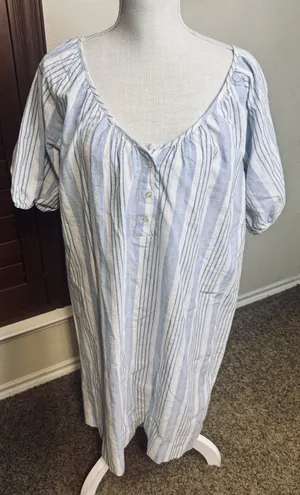 Free Assembly Blue White‎ Vertical striped Dress sz L Cottagecore Lagenlook thumbnail 1