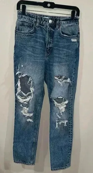 Zara Distressed Skinny Jeans Size 4 Blue Wash Y2K Casual Everyday‎ Denim thumbnail 1