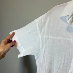 Abercrombie & Fitch White Oversized Crinkle‎ Button Up Shirt Short Sleeve Small thumbnail 4