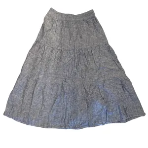 Matty M Three Tiered Blue Midi Linen Blend Skirt Size Extra Small thumbnail 3
