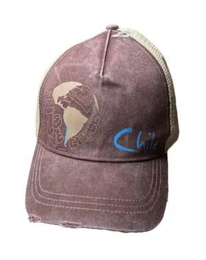 Morpho I Love Chile Brown Distressed Cotton Blend Baseball Cap New NWT Dad Mom thumbnail 1
