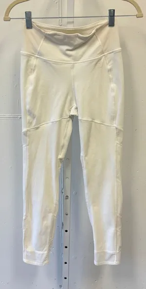 New Balance White Mesh Panel High Waisted Leggings Size S Crisscross Hem Sporty thumbnail 1