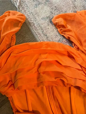 Hello molly Orange Long-Sleeve Ruched cut out Mini Dress thumbnail 6