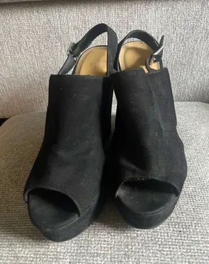 Chinese Laundry Black Suede Open-Toe Platform Slingbacks thumbnail 1