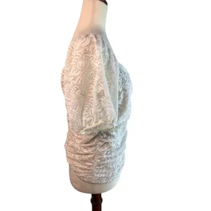 White Floral Lace Ruched Top – Size XL thumbnail 2