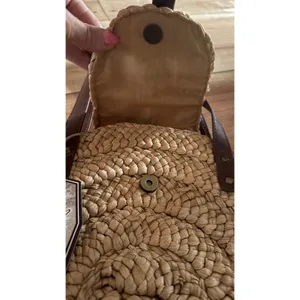Sun N Sand Round Straw Tote Bag Tan Woven Boho Shoulder Bag‎ NWT thumbnail 3