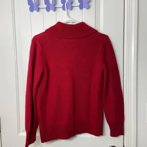 Vintage Jones‎ New York Signature women’s red cable knit collar button sweater M thumbnail 6