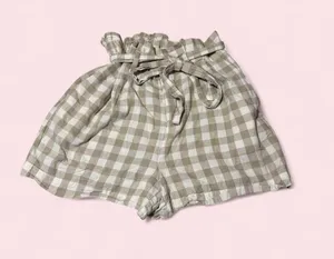 a new day Beige and White Gingham Paperbag Waist Shorts thumbnail 1