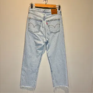 Levi's Premium Ribcage Straight Ankle Light Wash Raw Hem Jeans - size 28 thumbnail 4
