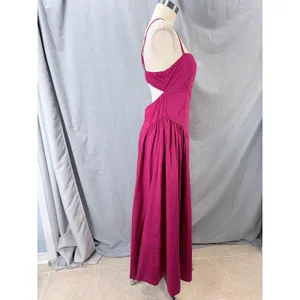 Abercrombie & Fitch Berry Dipped Waist Midi Dress Open Cutout Back M thumbnail 8
