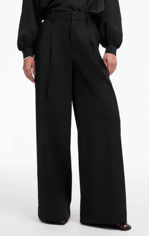 Madewell | NWT Harlow Superwide-Leg Trouser Brushed Twill Black Pants | Sz 4 thumbnail 1