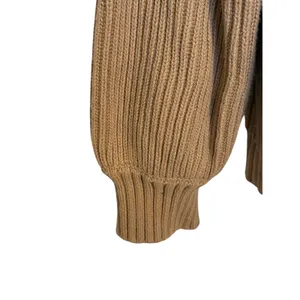 QUINCE 100% Organic Cotton‎ Oversized Ribbed Camel Brown Cardigan XS thumbnail 5