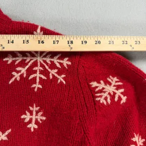 Eddie Bauer Womens Red Wool Snowflake Sweater XL Petite Crew Neck Holiday Winter thumbnail 5