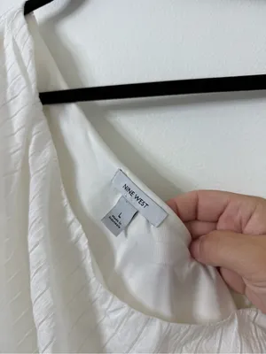 {L} NWT Nine West One-Shoulder Cream Dress with Waist Tie thumbnail 6