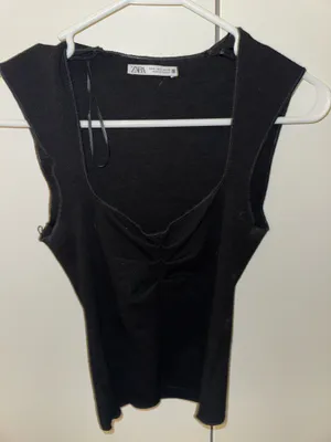 ZARA Black Stretch Knit Top Small thumbnail 1