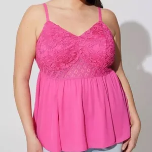 Torrid Babydoll Georgette Lace Trim Cami size 1 thumbnail 1