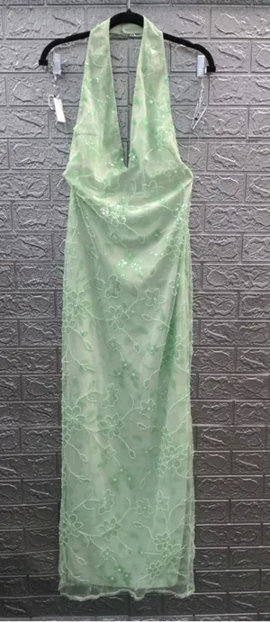 Peppermayo Cydney Beaded Maxi Dress Sage Green Size 6 NWT thumbnail 1