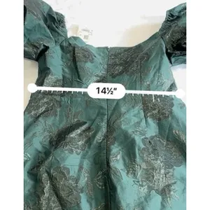 Altar'd State Skylar Emerald Green Floral Jacquard Puff Sleeve Mini Dress NWT M thumbnail 12