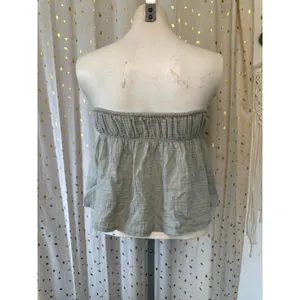 Lillusory 100% Cotton Gauze Strapless Peplum Bandeau Top Wide Leg Pants Set S thumbnail 4