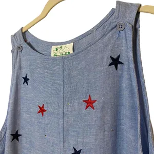 Quacker Factory Womens Blue Sleeveless Long Denim Star‎ Dress Size S thumbnail 6