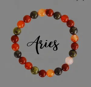 Zodiac Aries Gemstone Bracelet - Carnelian-Bloodstone-Jasper thumbnail 1