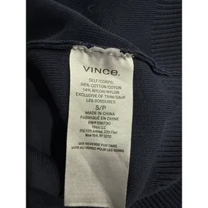 Vince Navy Blue Cotton Blend Ribbed Full Zip‎ Knit Hoodie Sweatshirt Small thumbnail 5