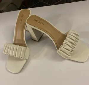 NW On 34th Ruched White Block Heel Mule thumbnail 1