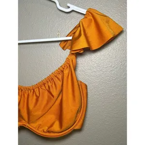 Abercrombie & Fitch Curve Love Satin Orange Ruffle Strap Bikini Set Women’s XS thumbnail 4