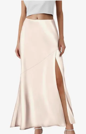 NWT Skirt High Waisted Flowy A-line (Beige,Medium) thumbnail 1