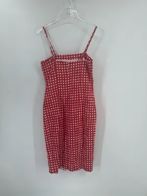 Hutch Anthropologie red and white gingham dress with front slit size‎ 0 thumbnail 3
