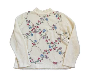 Vintage y2k Grandma Floral Embroidery Knit Sweater 🔥 thumbnail 1