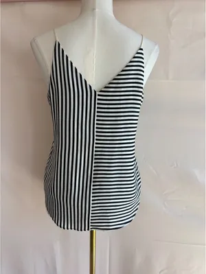 Express Women's Black and White Striped V-Neck Cami Tank Top, Size Small thumbnail 2