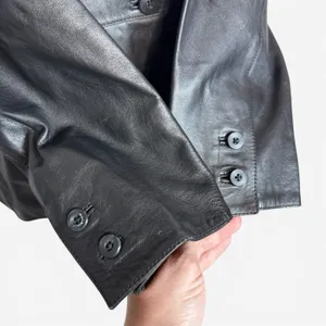 GAP Vintage Black Leather Blazer Jacket Coat Size M Matrix Minimalist Y2K 90s thumbnail 4
