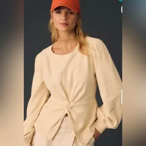 Anthropologie Pilcro Elegant Cream Women's Sweatshirt Top XXS thumbnail 3