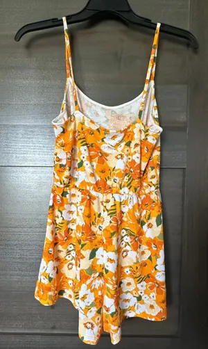 Orange Floral Romper size small thumbnail 2
