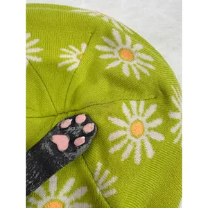 Wild Fable Lime Green‎ Daisy Floral Knit Beret Hat Fleece Lined One Size thumbnail 2