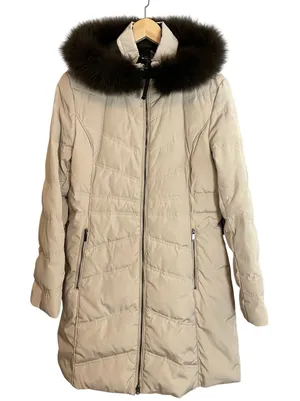 Laundry by Shelli Segal Down Puffer‎ Coat Fur Trim Detachable Hood Women Large thumbnail 1