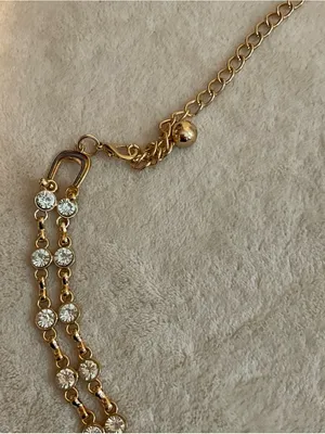 Gold Crystal Double-Row Necklace Chain - Women Jewelry thumbnail 8