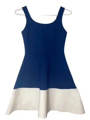 Aqua Navy and White Sleeveless Fit-and-Flare Mini Dress thumbnail 1