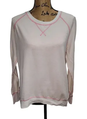 By Love Tree Sweatshirt Pullover Pink Contrast Stitching Comfy Casual L‎ thumbnail 1
