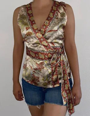 Charlotte Russe Paisley Vintage Wrap Tank Top thumbnail 1
