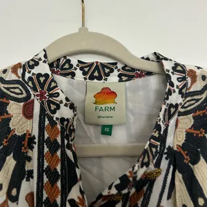 Farm Rio Flower Fan Tapestry Print Puff Sleeve Belted Mini Shirtdress thumbnail 5