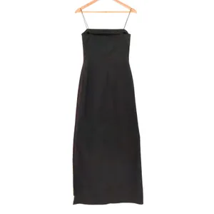 Tahari Vintage 90s Black Satin Maxi Dress Womens Size 4 Formal Minimalist Gothic thumbnail 6