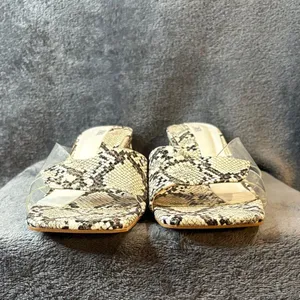 Zara Women's Snakeskin Mules - Black and Cream Sz 41/10.5 thumbnail 10