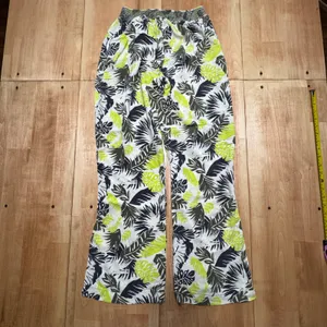 Nature Studio Tropical Leaf Print Smocked Waist Rayon Wide‎ Leg Pants XL Green thumbnail 6